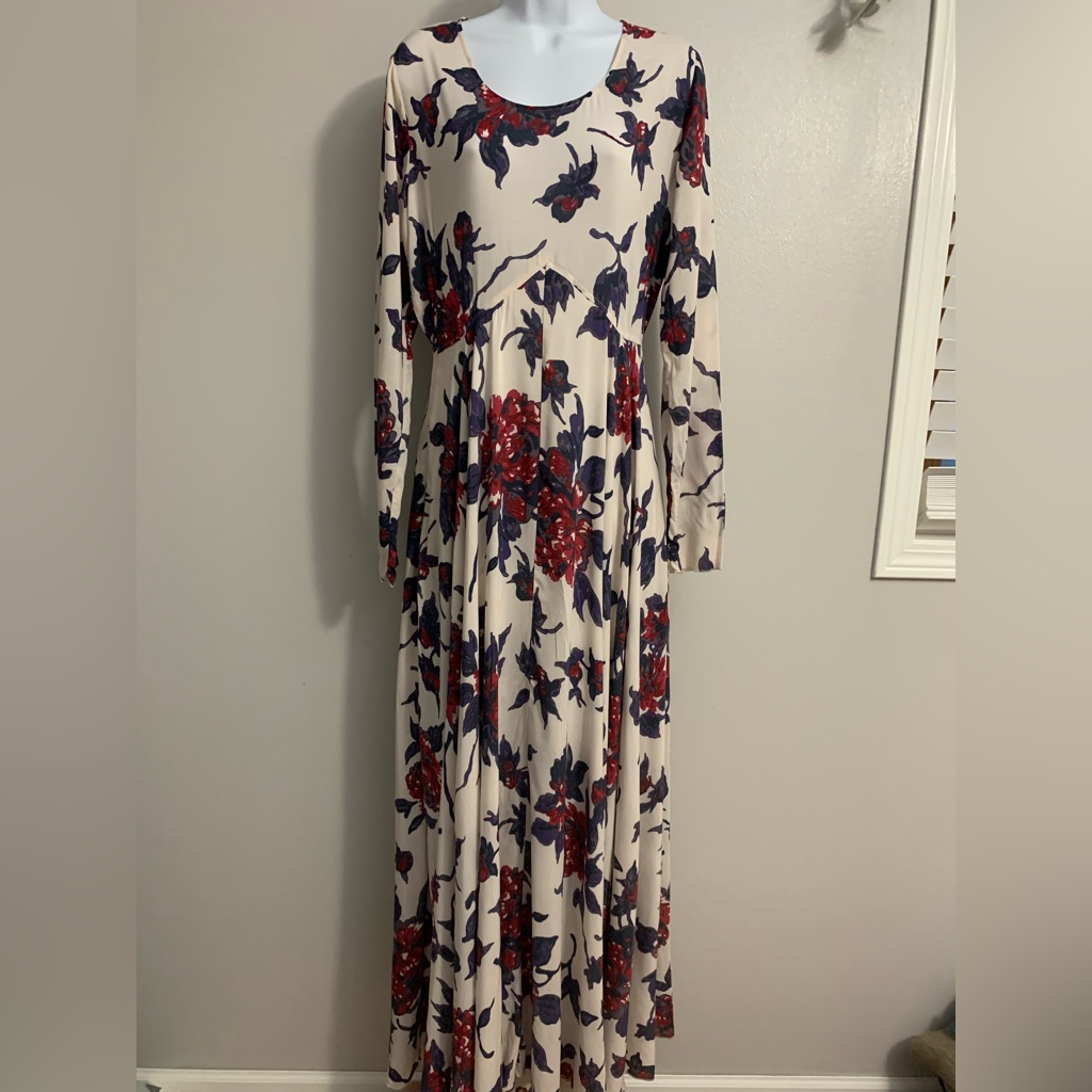 Free People Floral Long Sleeve Gown